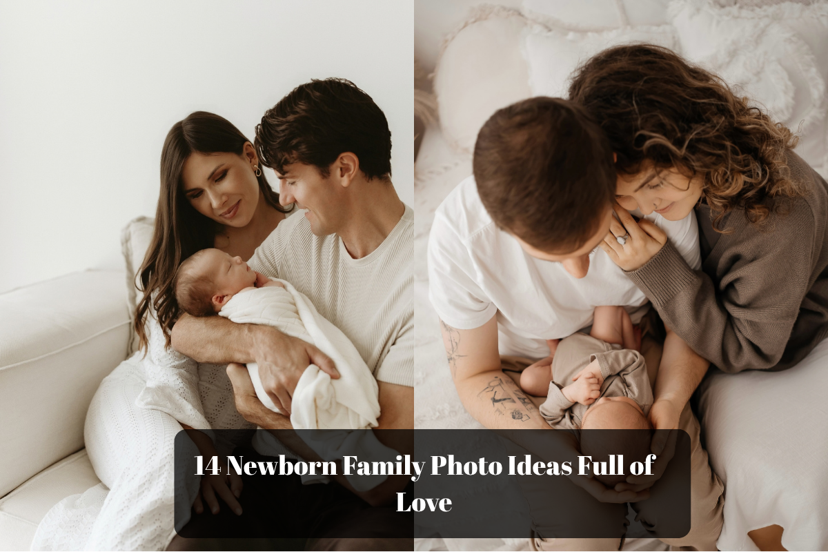 lovely family portrait with a newborn baby